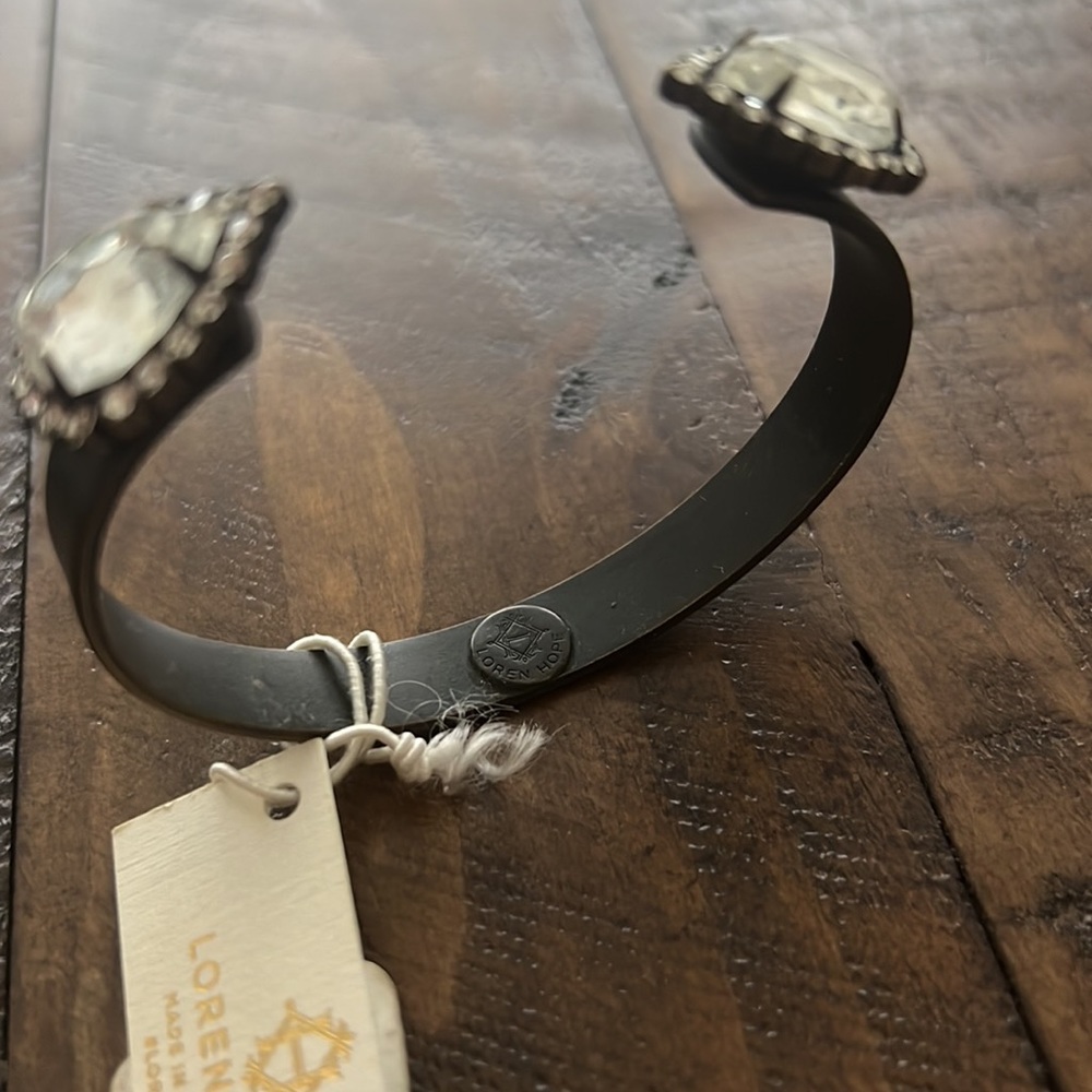 Loren Hope Small Sarra Cuff Bracelet Brass Clear Stones - Picture 3 of 3